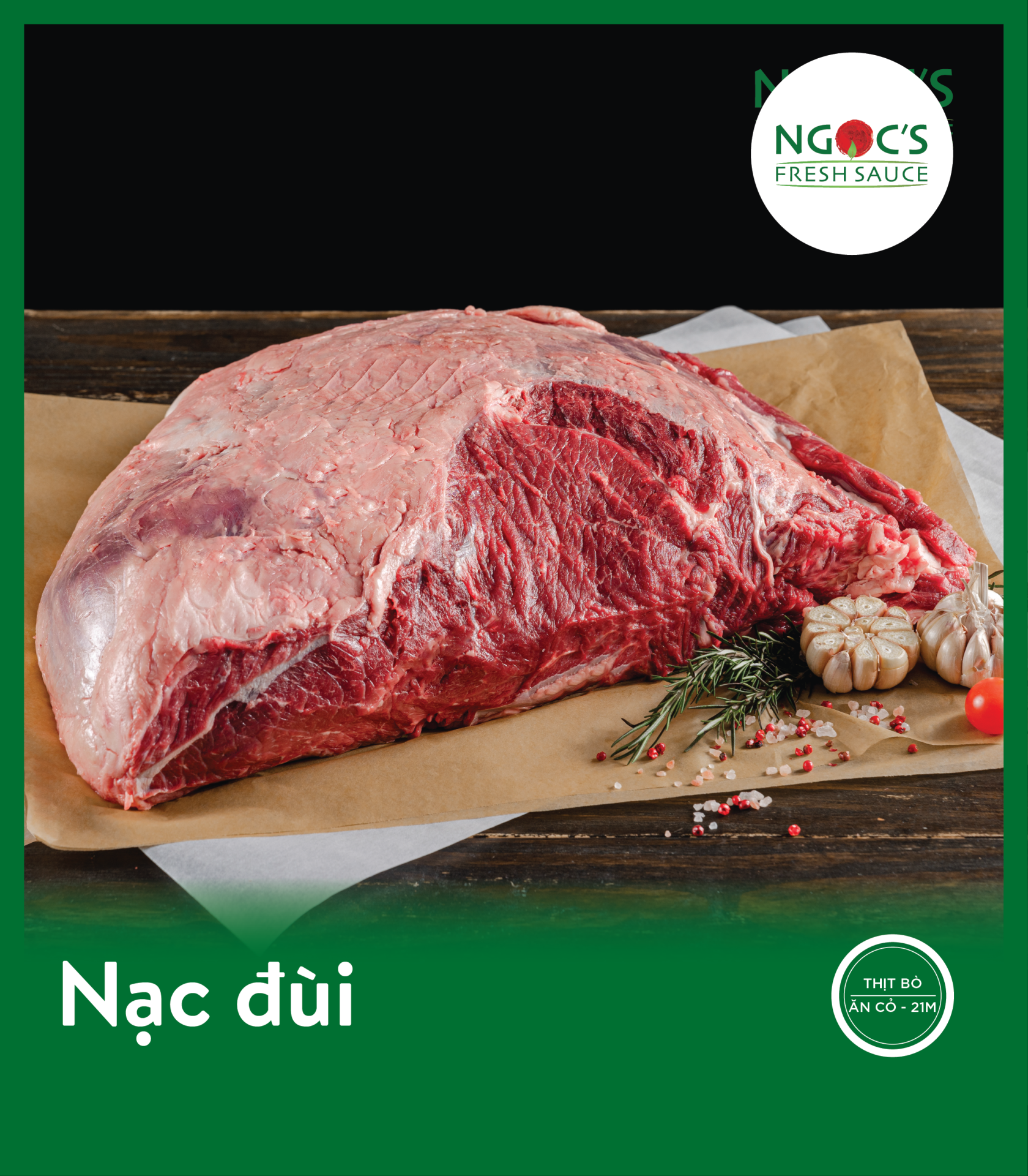 Nạc đùi (TOPSIDE) 100g - VINABEEF PERCI - Bò ăn cỏ 21 tháng